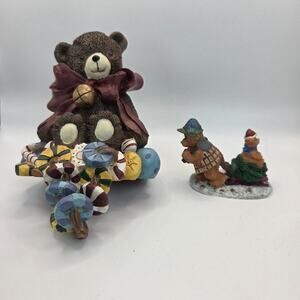 Vintage Style Bear Figurine Lot – Russ Berrie & Stocking Holder